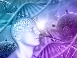 Brain and DNA medical concept image